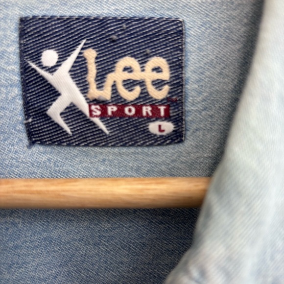 Vintage Detroit Red Wings Lee Light Blue Denim Men's Shirt Large - Picture 3 of 3